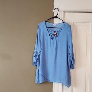 NWT Avenue Blue Asymmetrical Blouse